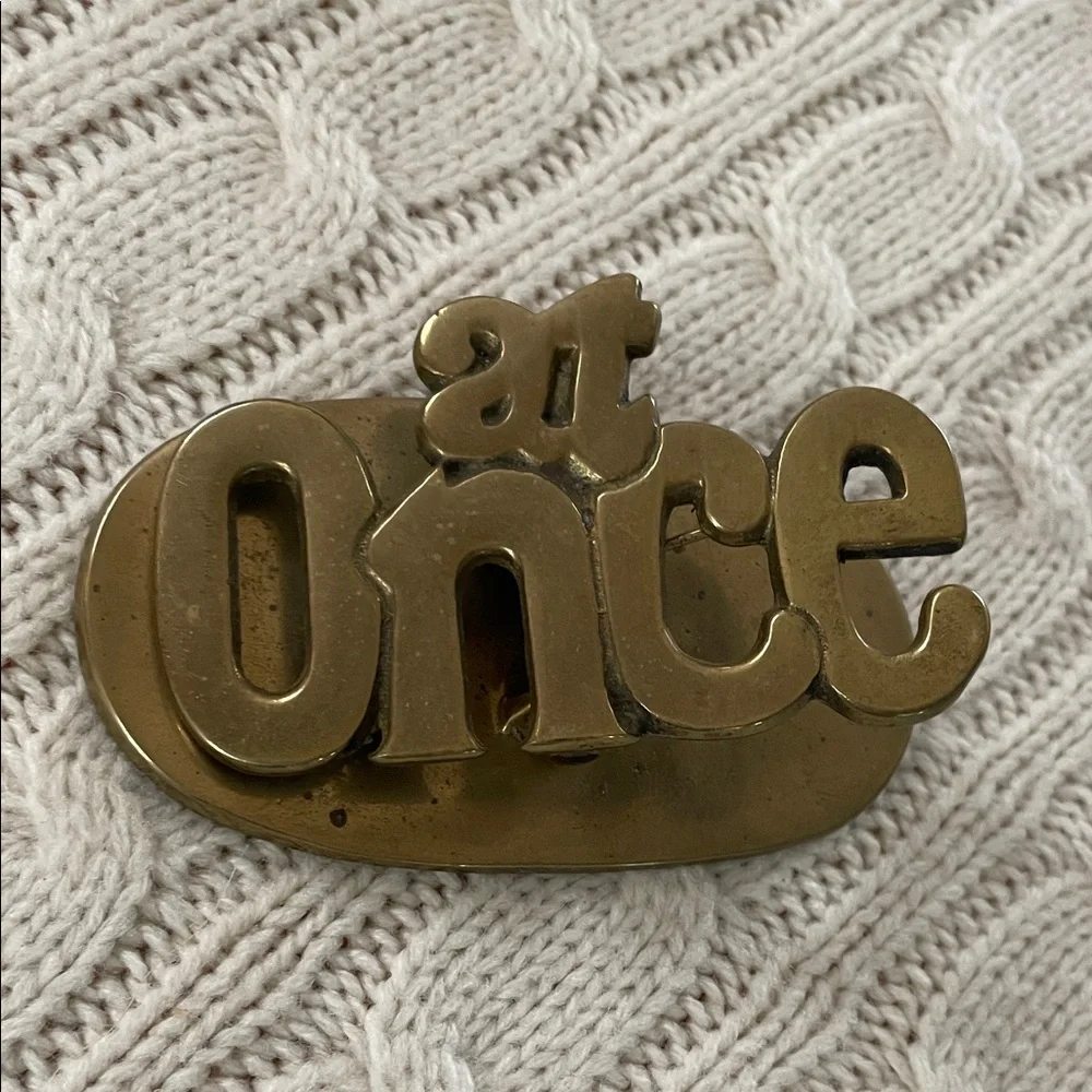 Brass paperweight-paper clip-office desk decor-heavy-to do list-urgent reminder